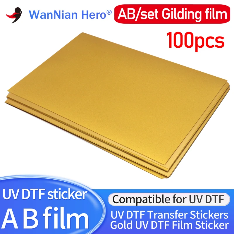 100pcs A3 UV DTF A B Film UV DTF Transfer Stickers Gold Film Sticker for  Flatbed Printer UV Stickers A3  Film Sheets Gilding