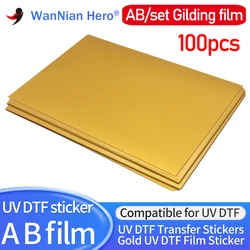 100pcs A3 UV DTF A B Film UV DTF Transfer Stickers Gold Film Sticker for  Flatbed Printer UV Stickers A3  Film Sheets Gilding