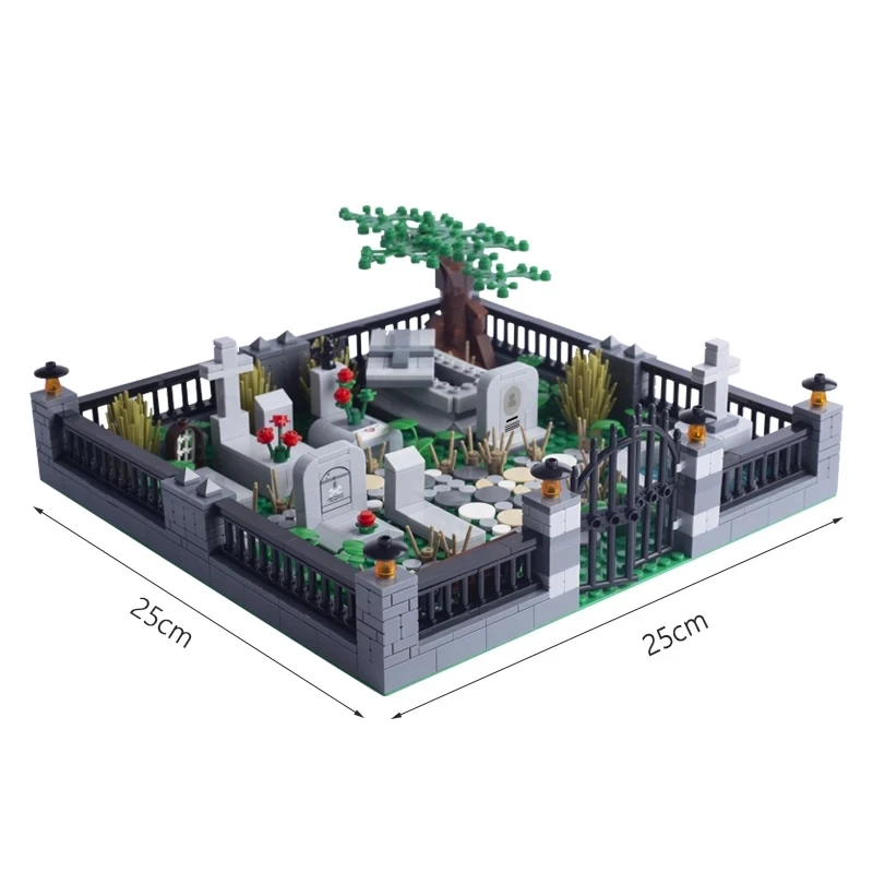 Halloween Scene Building Blocks MOC Cemetery Tombstone Mouse Pumpkin Car Vampire Throne Fireplace Bat Light Candle Toy Gift A040