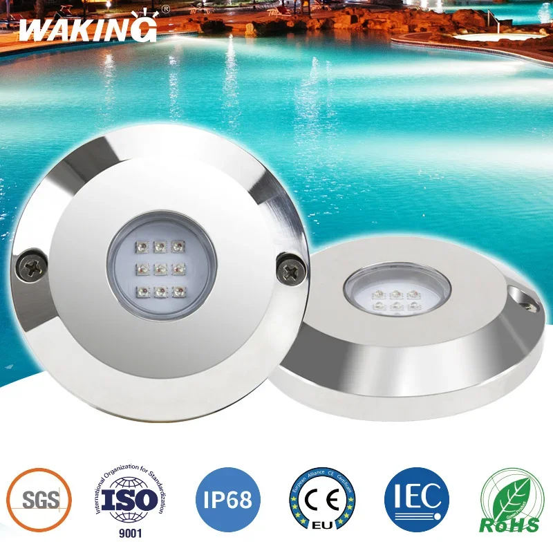 Premium Slim Wall Fixation Underwater Light Stainless Steel Pool Light Deep Water Landscape Fountain Water Park RGB Light