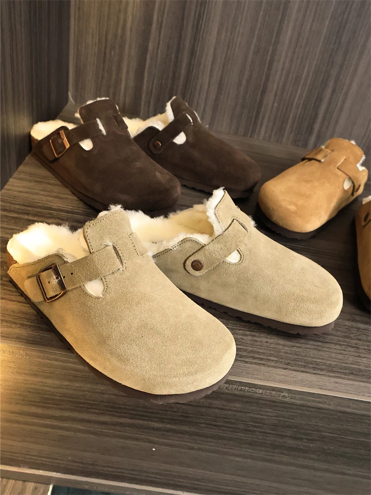 

Мужские домашние тапочки Retro Bull Nubu с шерстяной подкладкой, износостойкие, теплые, осенне-зимние, модные, на плоской подошве