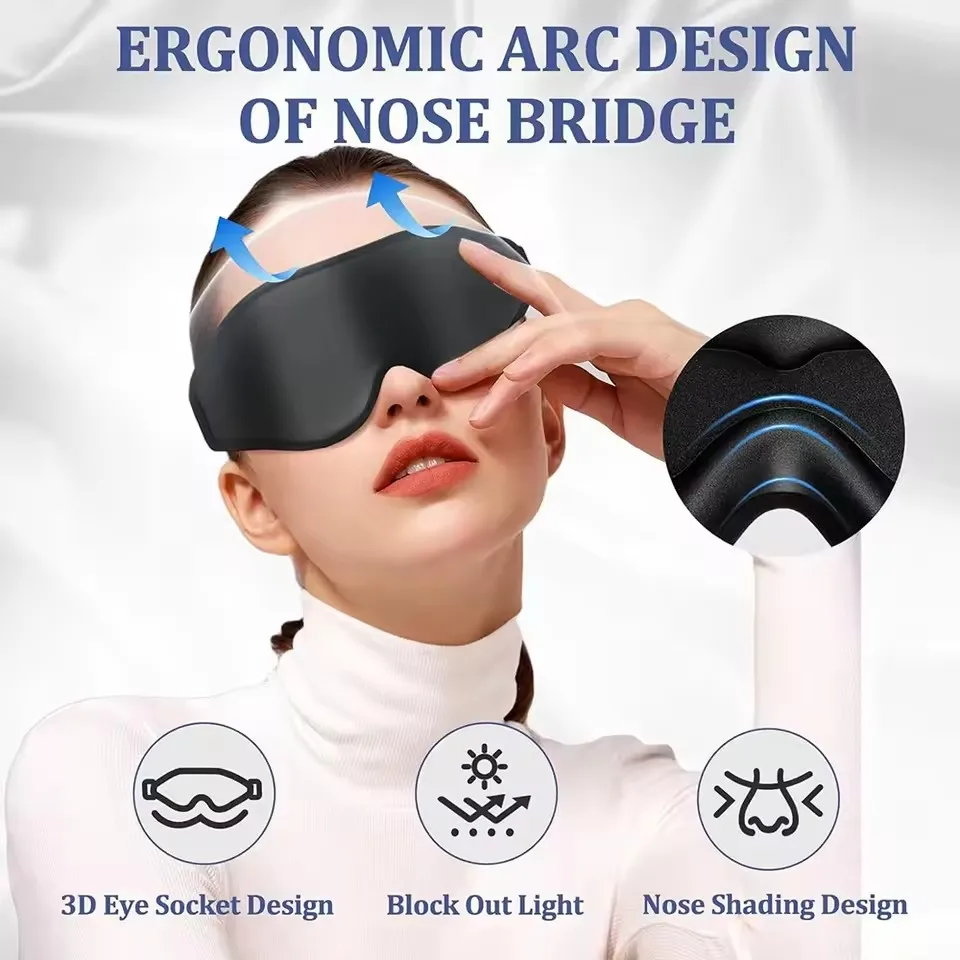 3D Eye Mask, Comfortable & Breathable Sleep Mask with Nose Pad, Adjustable Size Eye Cover for Sleeping, Travel & Nap, Blackout view 2