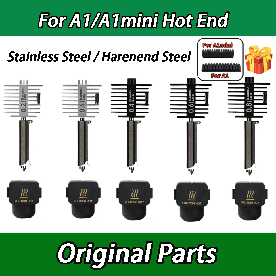 

Original Hotend Kit For Bambu Lab A2L/A1/A1 Mini Fast Speed Hot End Assembly 0.2/0.4/0.6/0.8mm Hardened steel 3D Printer Part