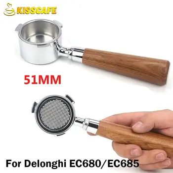 51mm bezedný portafiltr na kávu s nahým filtrem pro DeLonghi Dedica EC680 EC685 espresso kávovar příslušenství barista nástroje 8 nejlepší prodej Příslušenství k DeLonghi EC685 - №3
