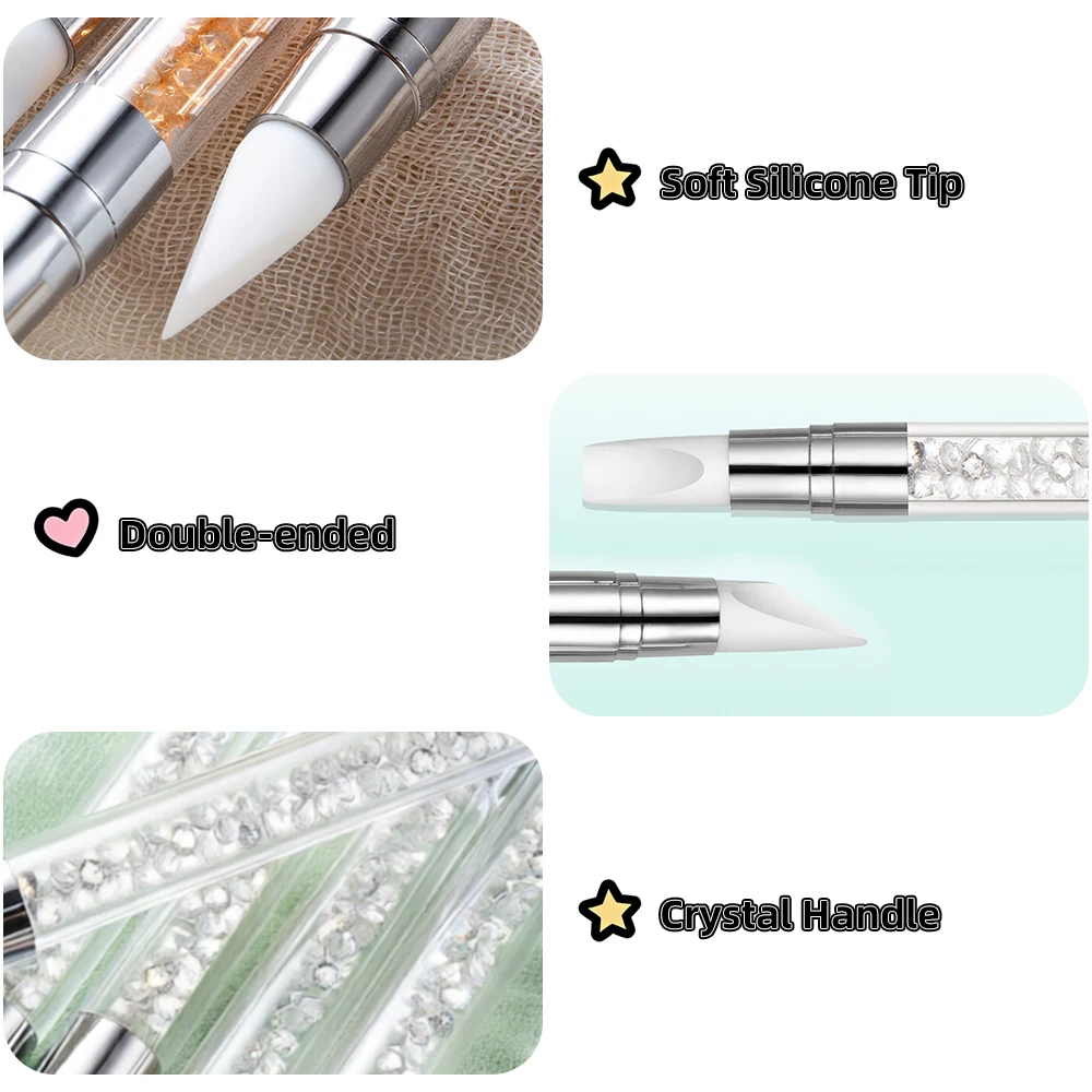 Dual-ended Silicone Sculpture Pen for Nail Art, Easy and Precise Nail Design Tool, 3D Carving Glitter Dotting Brush image 3