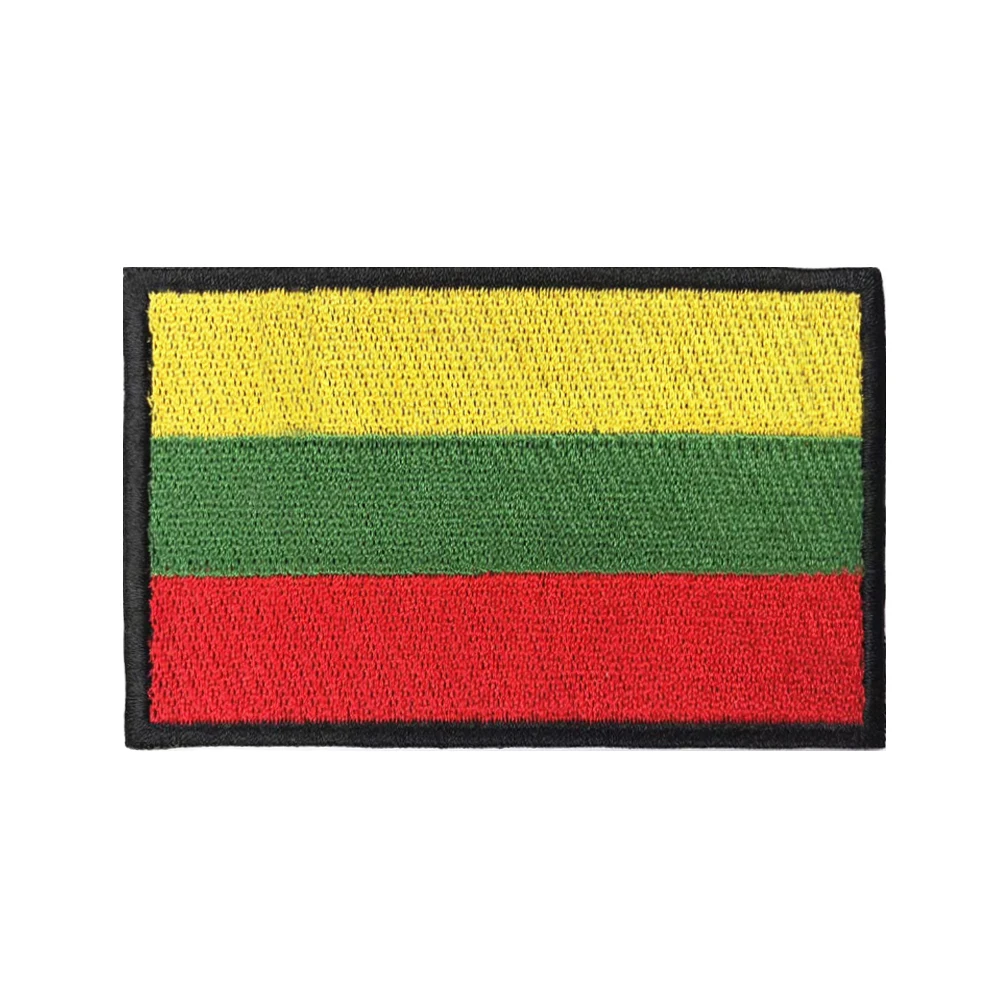 1PC Lithuanian Flag Lithuania Armband Embroidered Patch Hook & Loop Or Iron On Embroidery  Badge Cloth Military Moral