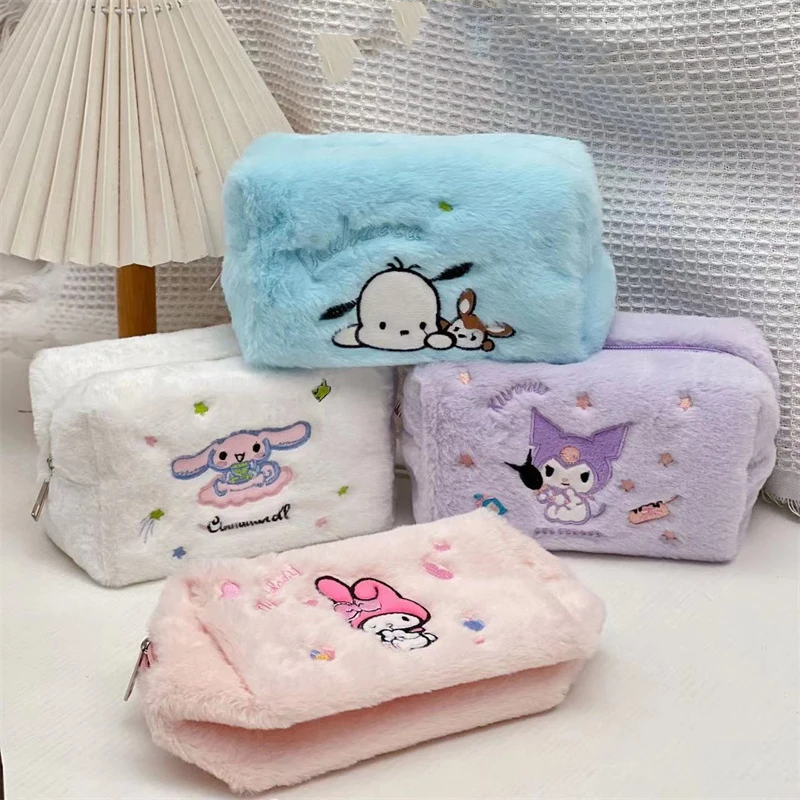 

8 pcs/lot Sanrio Kawaii Pochacco Kuromi Pencil Case Cute Plush Pencil Box Coin Purse Stationery Pen Cosmetic Bag School Supplies