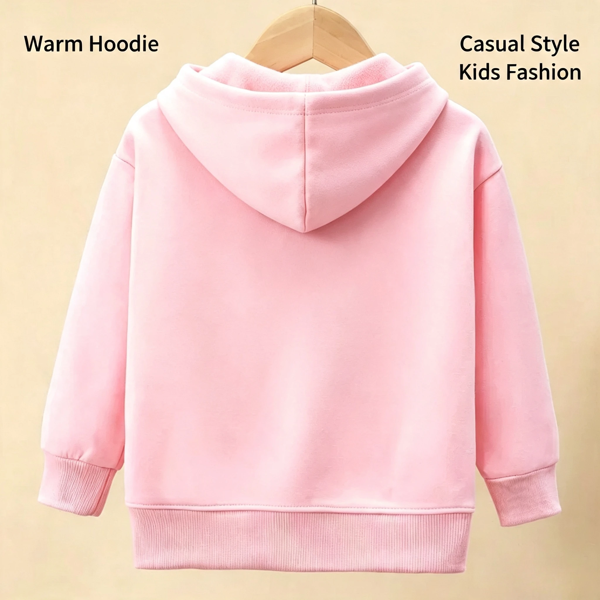 Latest Fall/Winter Children's Solid-Color Loose-Fitting Warm Hooded Sweater - Popular Boys' and Girls' Streetwear Top