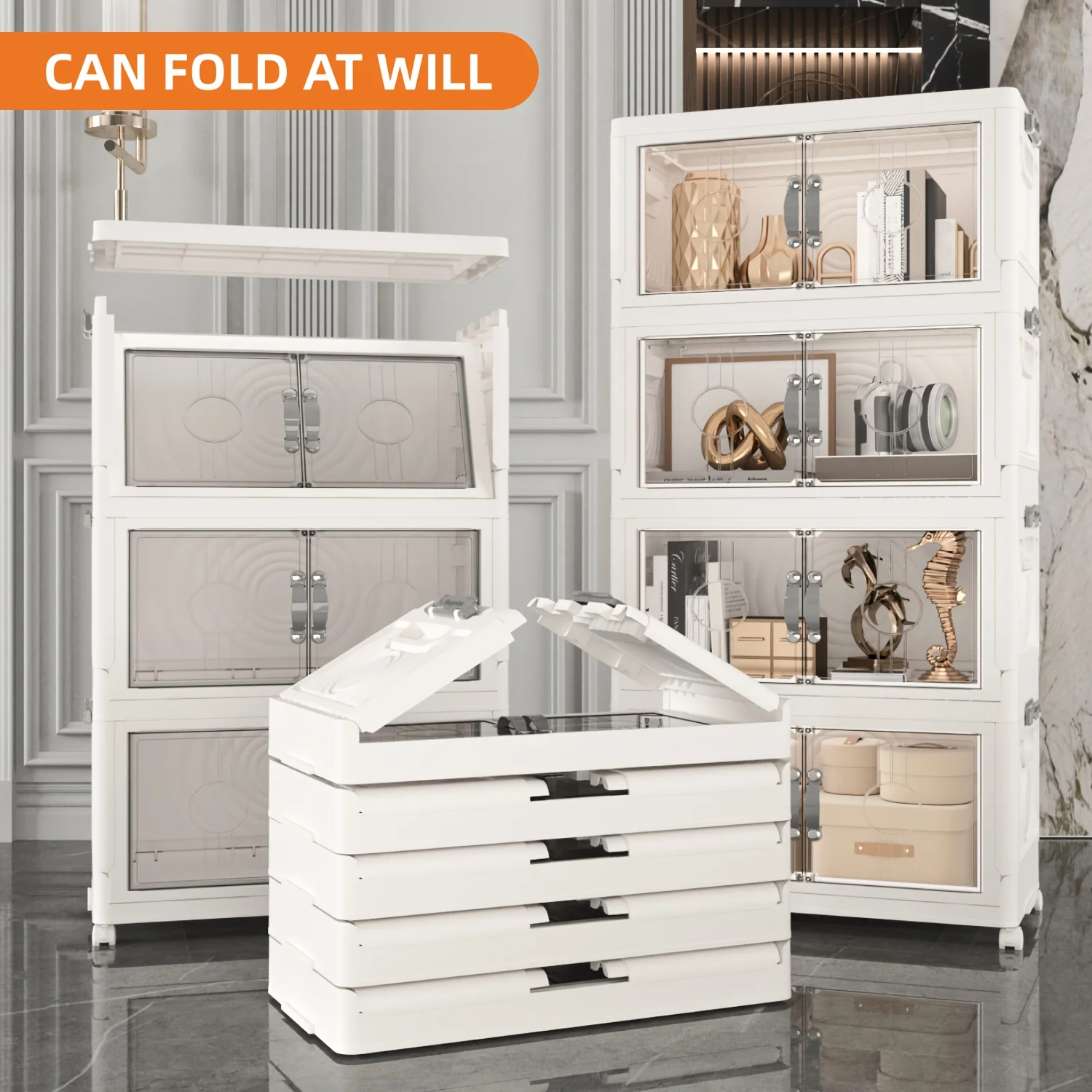 

2-Tier, 3-Tier, 4-Tier, 5-Tier Optional Large Plastic Wardrobe Clothes Storage Box, Movable Clothes Storage Box, Lidded Clothes Storage Box, Freely Stackable, Suitable for Storage and Home Organization, Closet Organization System, Storage Drawer Unit