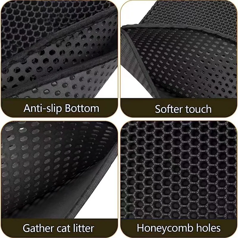 Cat Litter Mat Double Layer Design Kitty Litter Box Mat Washable Durable Non-slip Sand Basin Filter Cats Tray Mat Washable