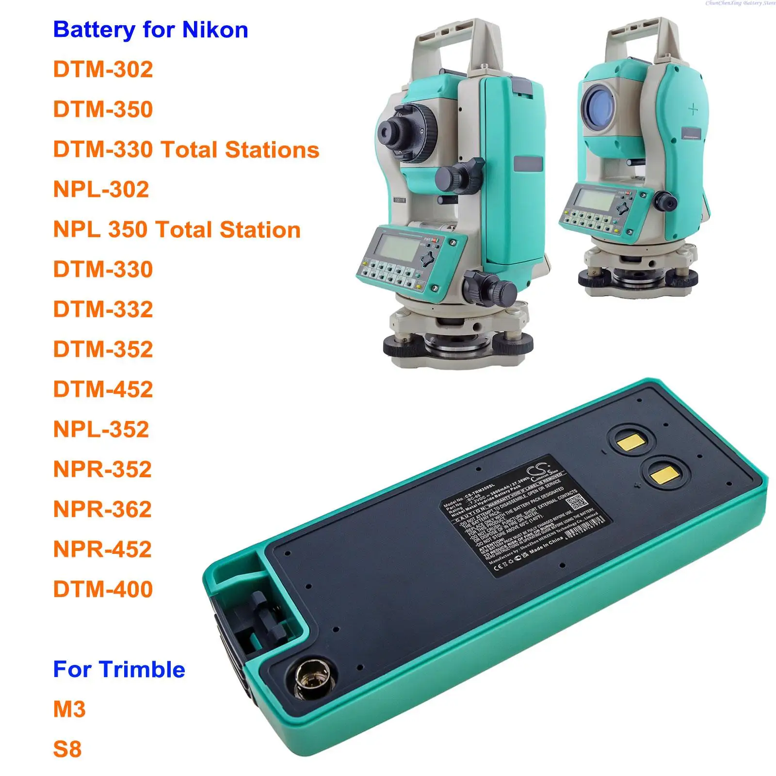 

OrangeYu 3800mAh Battery for Nikon DTM-302,DTM-330,DTM-350,NPL-302,DTM-332,DTM-352,DTM-452,NPL-352,NPR-352,For Trimble M3,S8