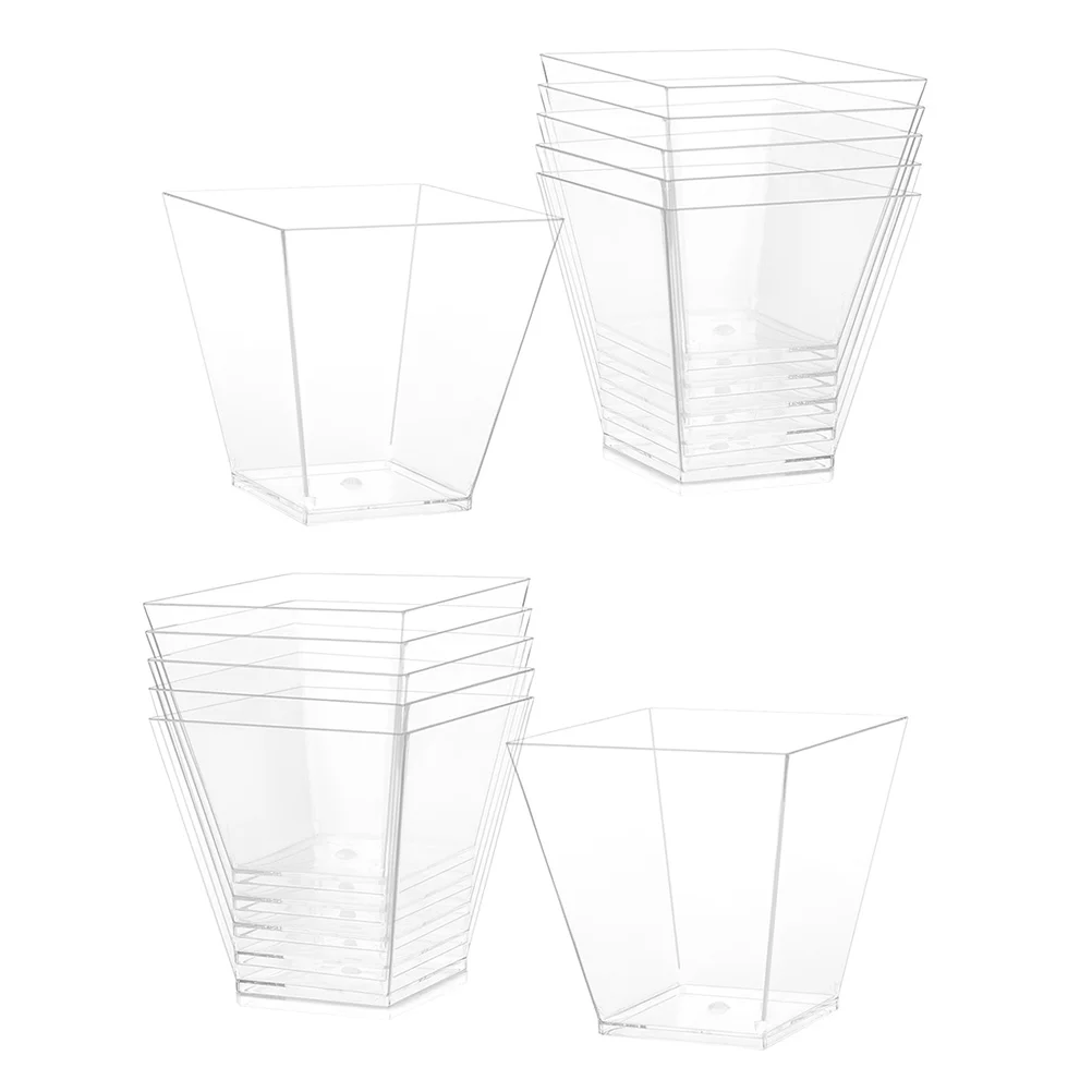 

Dessert Cups Trapezoid Transparent Portable Mousse Party Ice Cream Pudding Decorative Storage Containers Holder