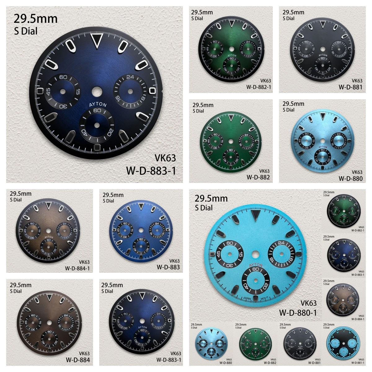 

29.5mm S Logo DTN Panda Dial Fit VK63 Movement Green Luminous CD Pattern High-Quality Dial Watch Modification Accessories