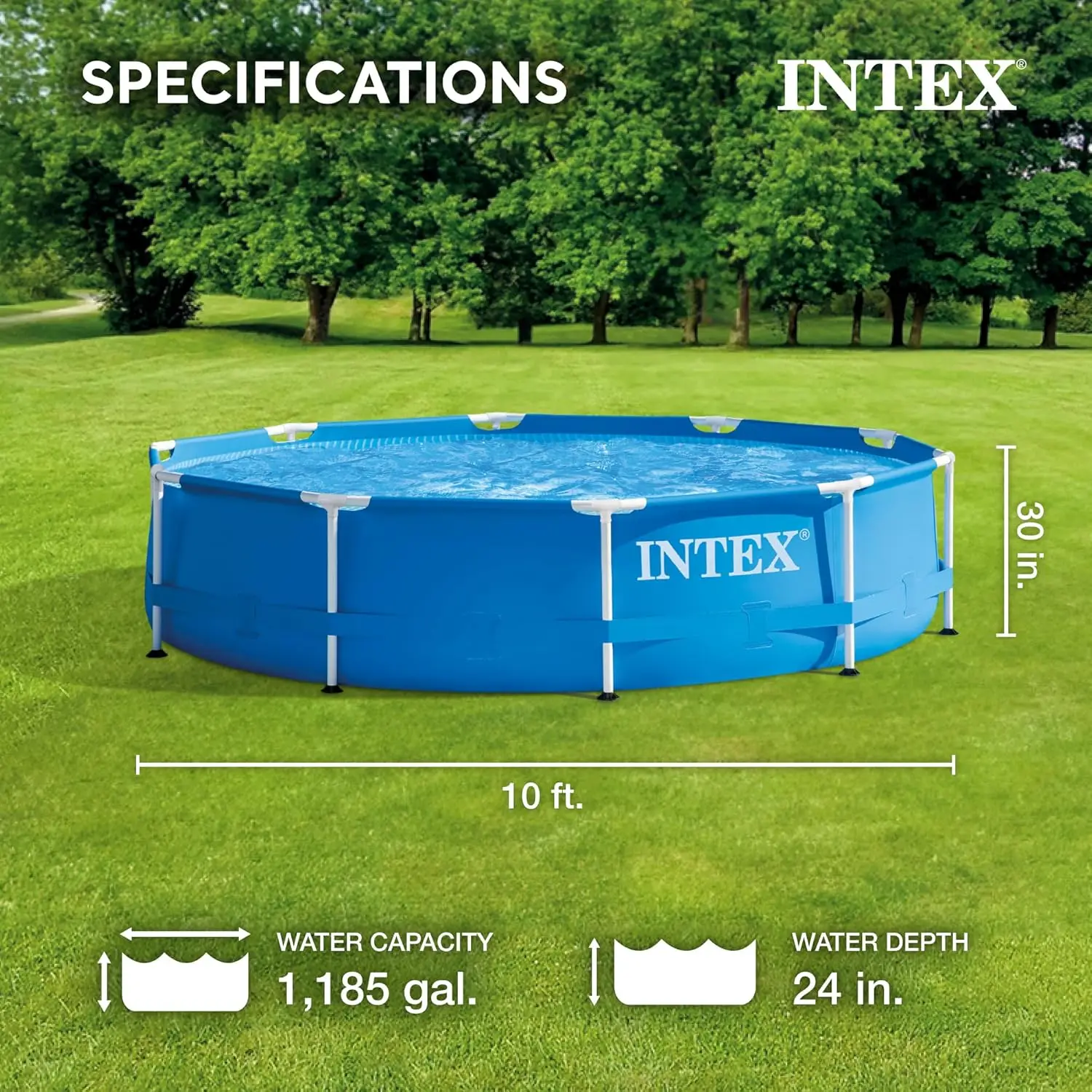 28200EH 10 Foot x 30 Inch 4 Person Outdoor Metal Frame Above Ground Round Swimming Pool with Easy Set-Up (Pump Not Included) image 4