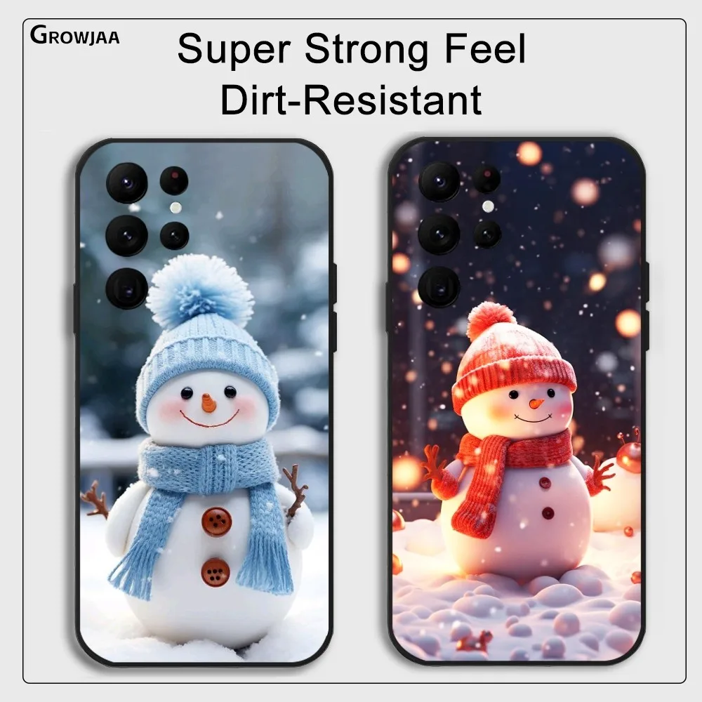 

Christmas Winter Snowman Cute Phone Case For Samsung Galaxy S25 S24 S22 S23 Ultra S21 S20 Plus 5G Protective Silicone Funda