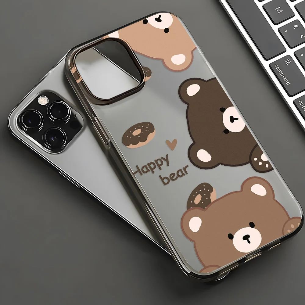 Soft TPU Matte Cute Bear Phone Case for iPhone 17 Pro Max Funda iPhone 16 11 15 13 15 14 Plus 12 Mini 16promax 17promax  Cover