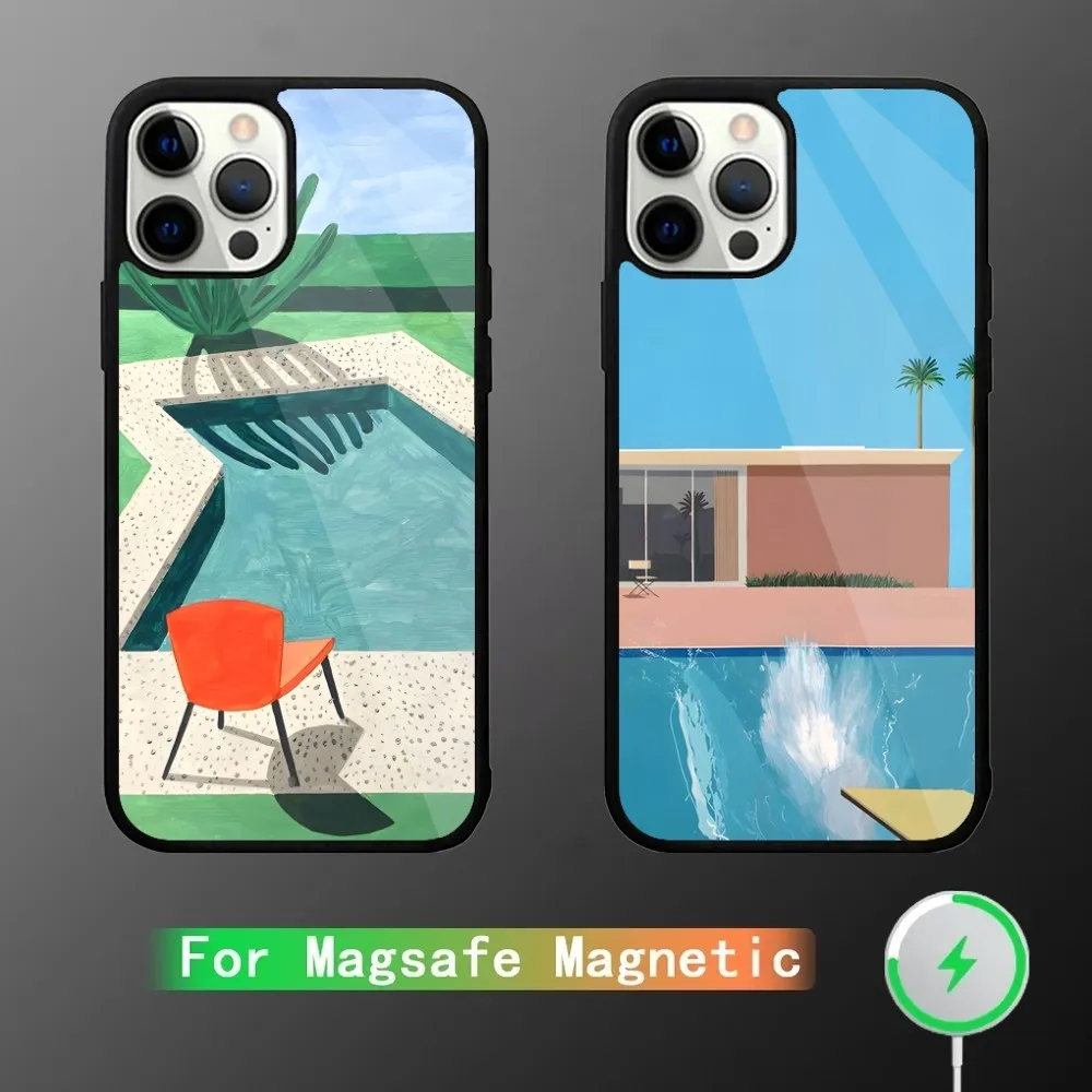 Art D-David  Hockney Paintings Phone Case For iPhone 16,15,14,13,12,11,Plus,Pro,Max Mini Magsafe Magnetic Wireless Charging