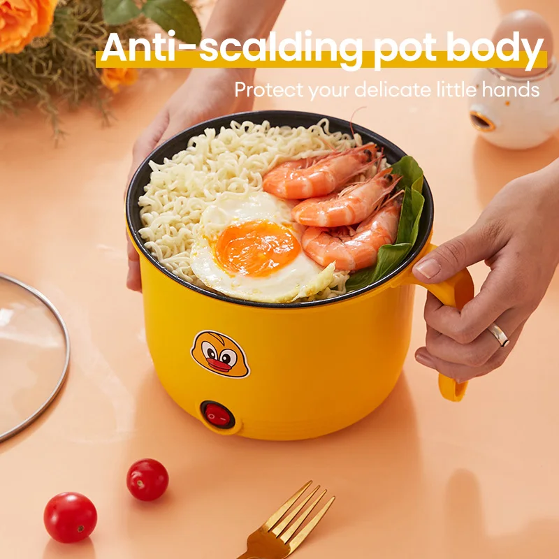 Electric 1.8L Cooking Machine Hot Pot Non-stick Cook 1-2 People Single Household Pan Mini Multifunction Electric Cooker for Home