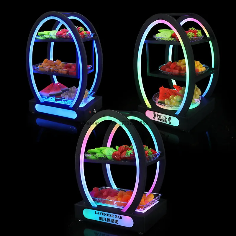 

Manufacturer wholesale bar egg-shaped fruit plate LED luminous wrought iron snack KTV snack fruit