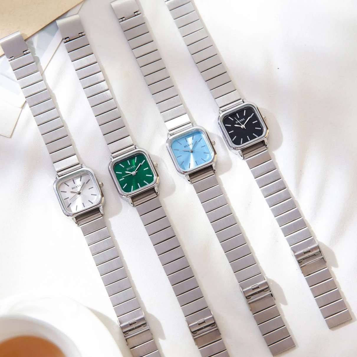 

Fashion Stainless Steel Strap Women Watches Square Dial Ladies Green Quartz Watch Luxury Gift Watch Reloj De Mujer Dropshipping