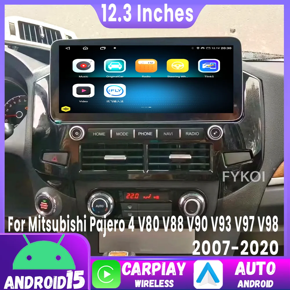 

12.3" For Mitsubishi Pajero 4 V80 V88 V90 V93 V97 V98 2007-2020 Car Multimedia Player Android15 Auto Wirreless GPS Navigation FM