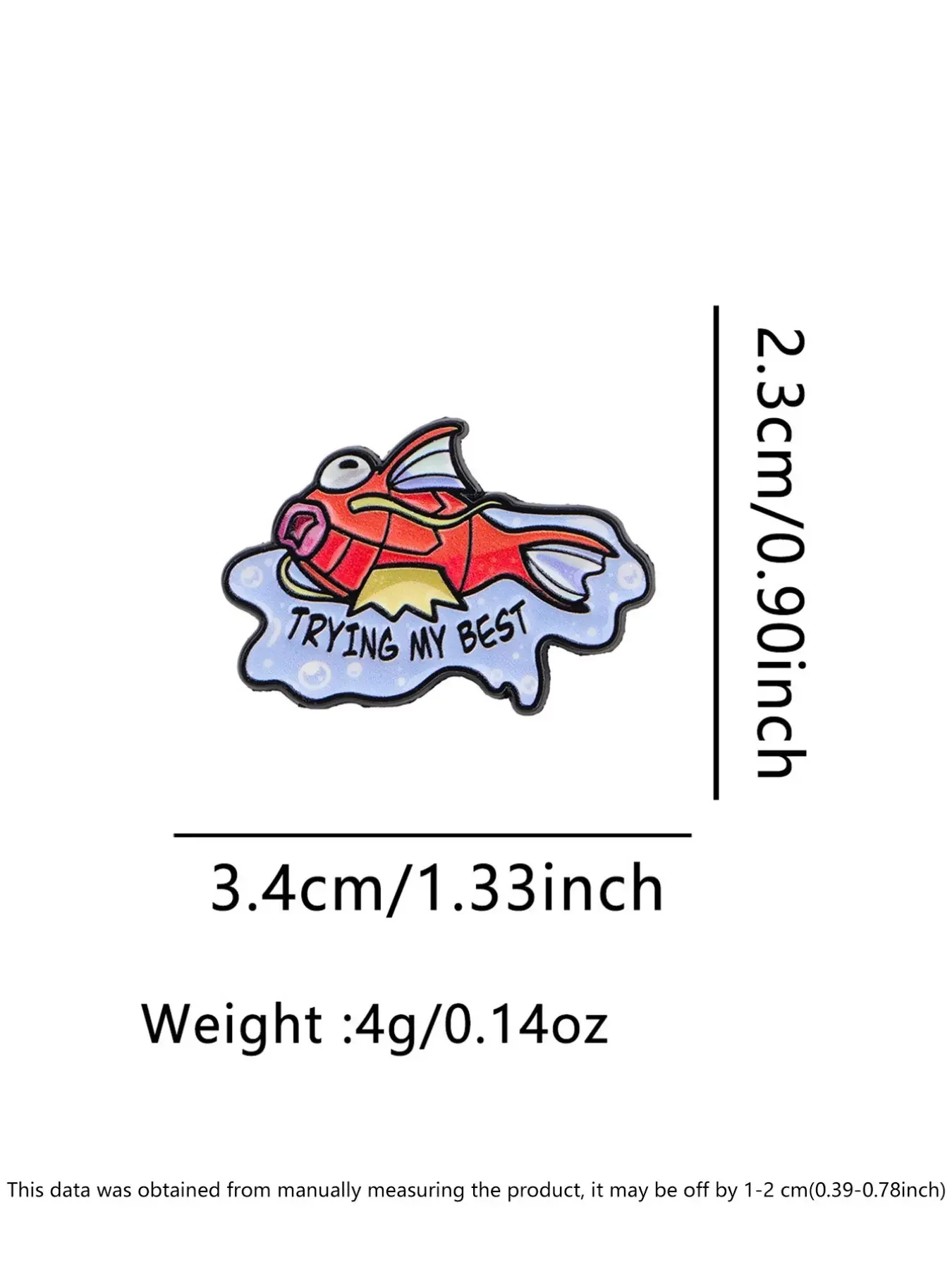 Koi King Trying My Best Durable Enamel Pin Clip, Lapel Brooch, Self-Deprecating Cartoon Animal Design, Koi Fish Struggling in Water, Perfect Accessory for Anime Fans, Lapel Pins
