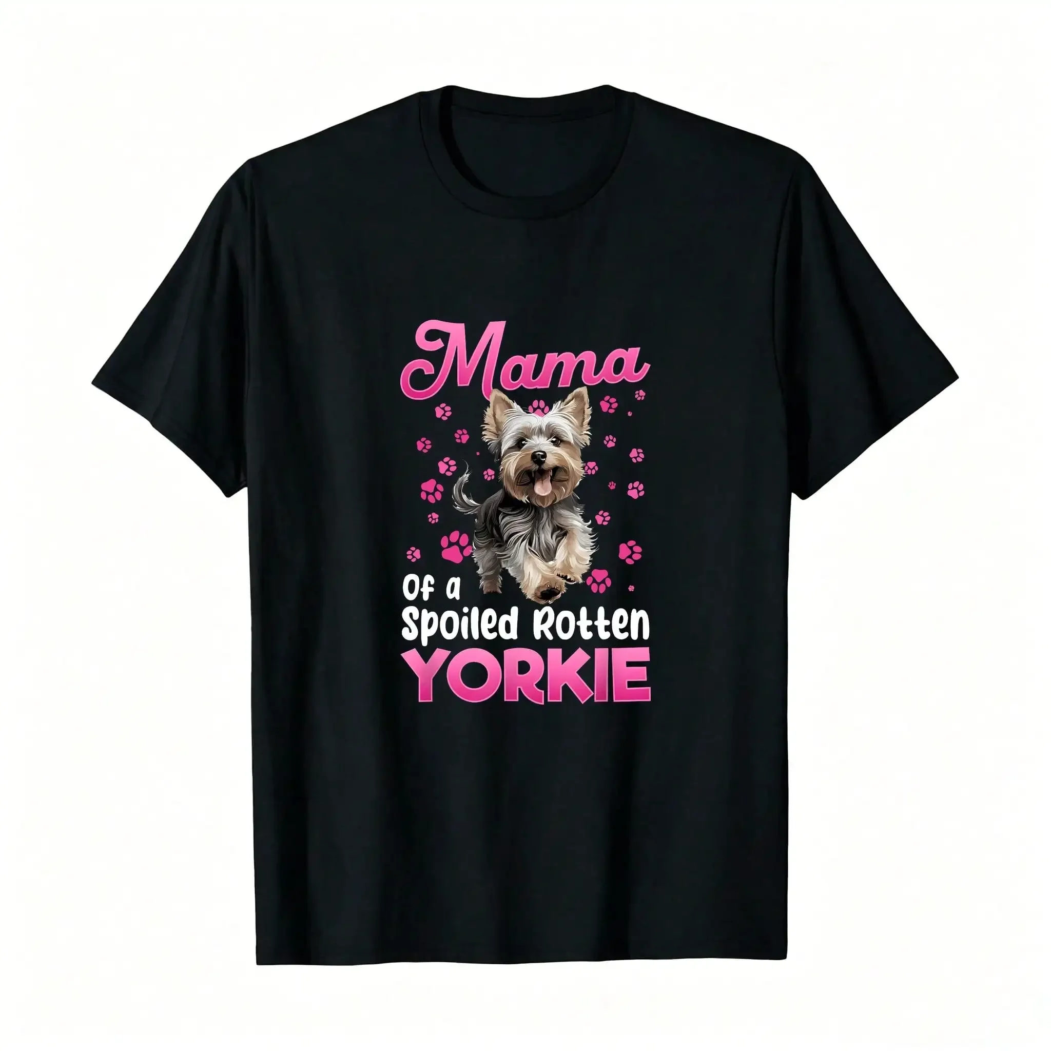 Yorkshire Terrier Dog Yorkie Mama Of A Spoiled Rotten Yorkie T-Shirt_,Breathable And Comfortable Short-Sleeved Round-Neck Top, Suitable For All Seasons, Everyday Wear For Women