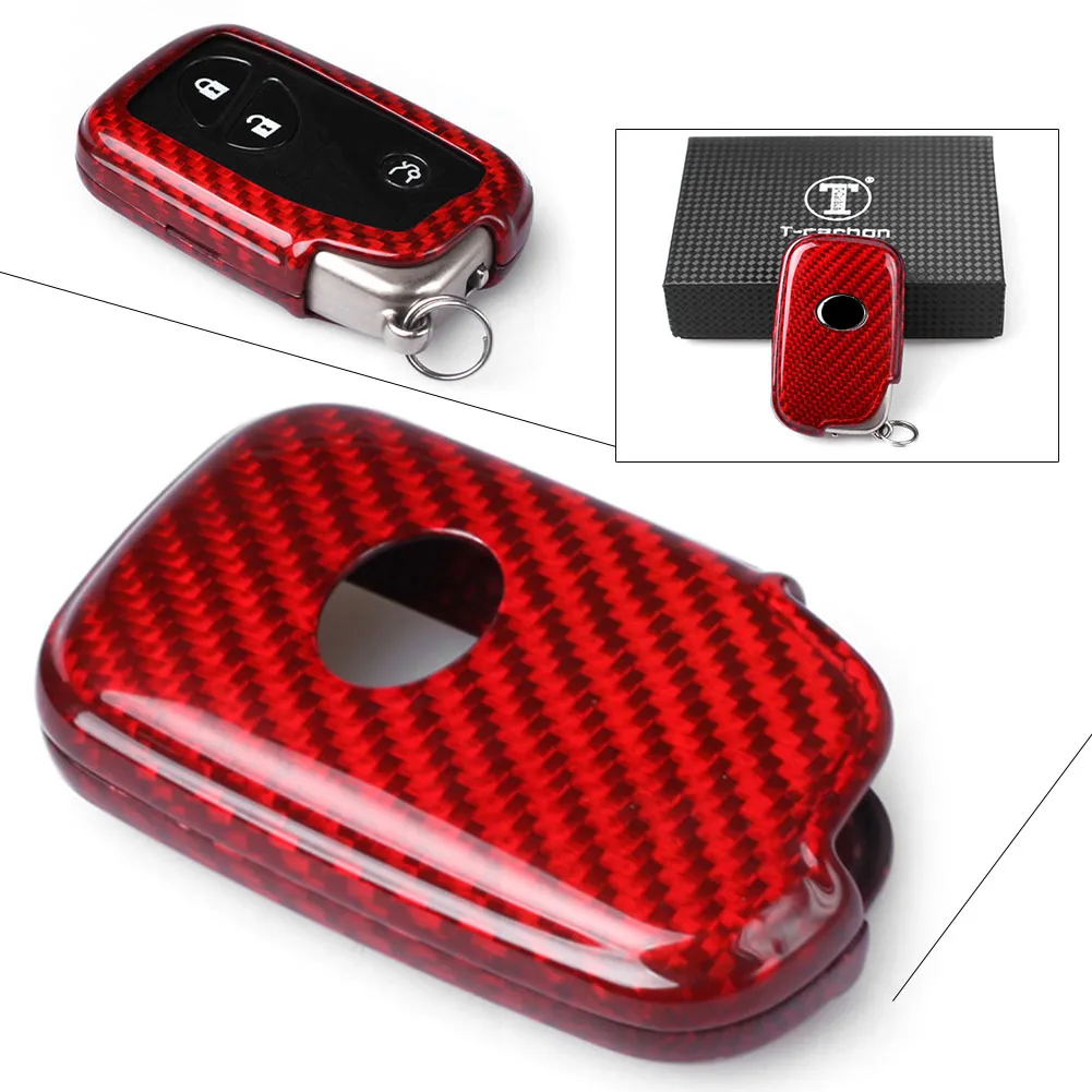 Red Car Remote Key Shell Cover Case For Lexus RX450 RX350 LX570 GS460 Carbon Fiber