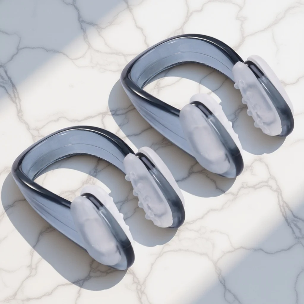 قطعتان من مشبك أنف السباحة لحماية الأنف من السيليكون المبطن للبالغين، جبيرة أنف للسباحة الرياضية المريحة باللون الأسود