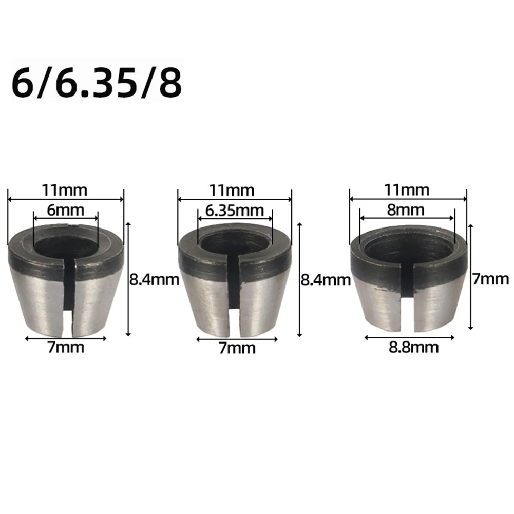 

Engraving Workshop 6.35mm Trimmer Collet Multi-purpose Collet Adapter Set Hand Tool Set Pack Of 6 Adapters Fits Router Bits