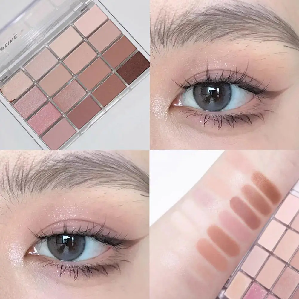 Paleta de Sombra Perolado Matte Coreana, Maquiagem Longa Baixa, Saturação de Olhos Castanhos Duradoura, Saturação de Olhos, 16 Cores, Gl K4E8