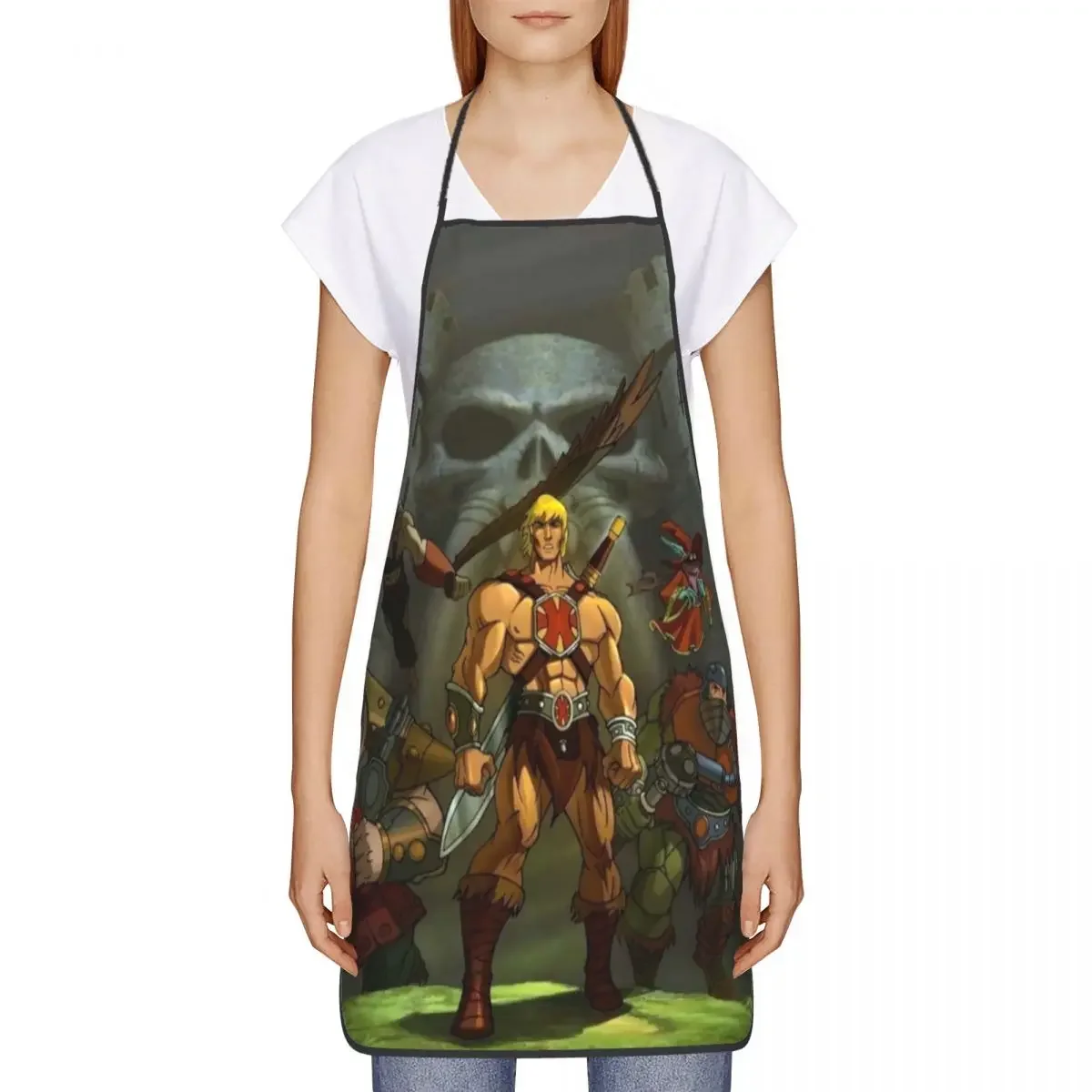 Unisex Masters Of The Universe Team Bib Apron Adult Women Men Chef Tablier Cuisine for Kitchen Cooking He-Man Eternia Painting