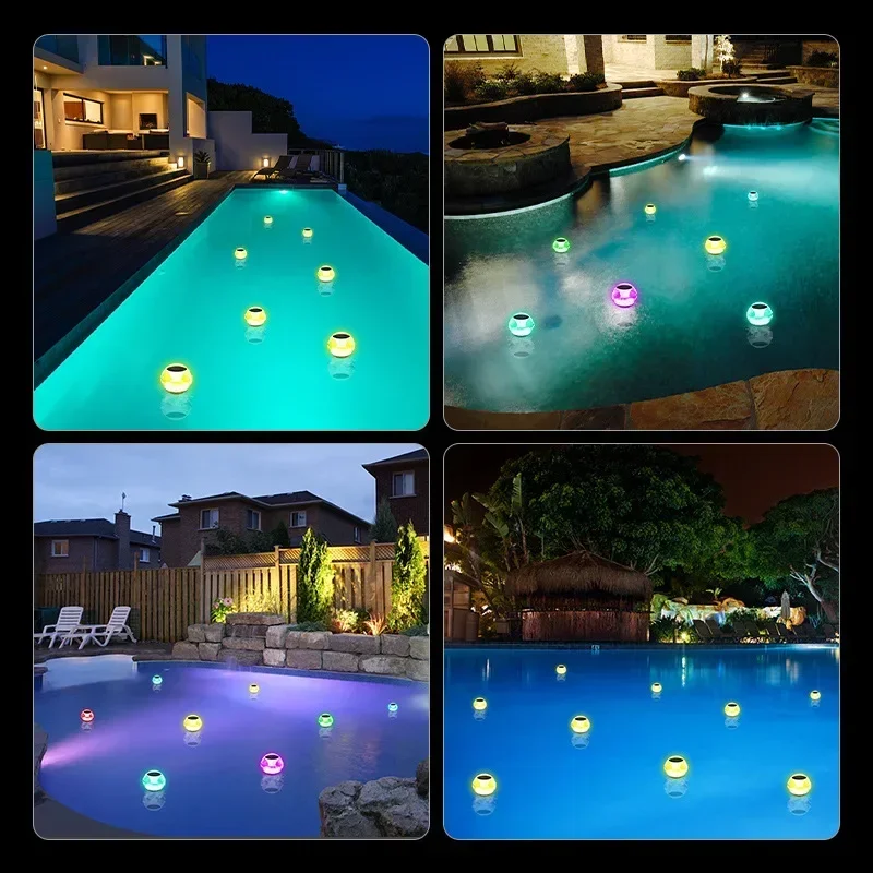 Solar Floating Pool Lights Upgraded Waterproof with Multi Color Changing LED Light for Garden Swimming Pool Tub Party Home Decor