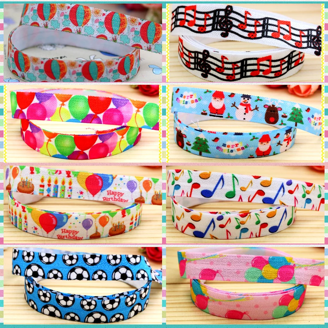 DHK 5/8'' Fold Elastic FOE Balloon Musical  Football Printed Headband Headwear Hairband Diy Decoration Wholesale OEM S109