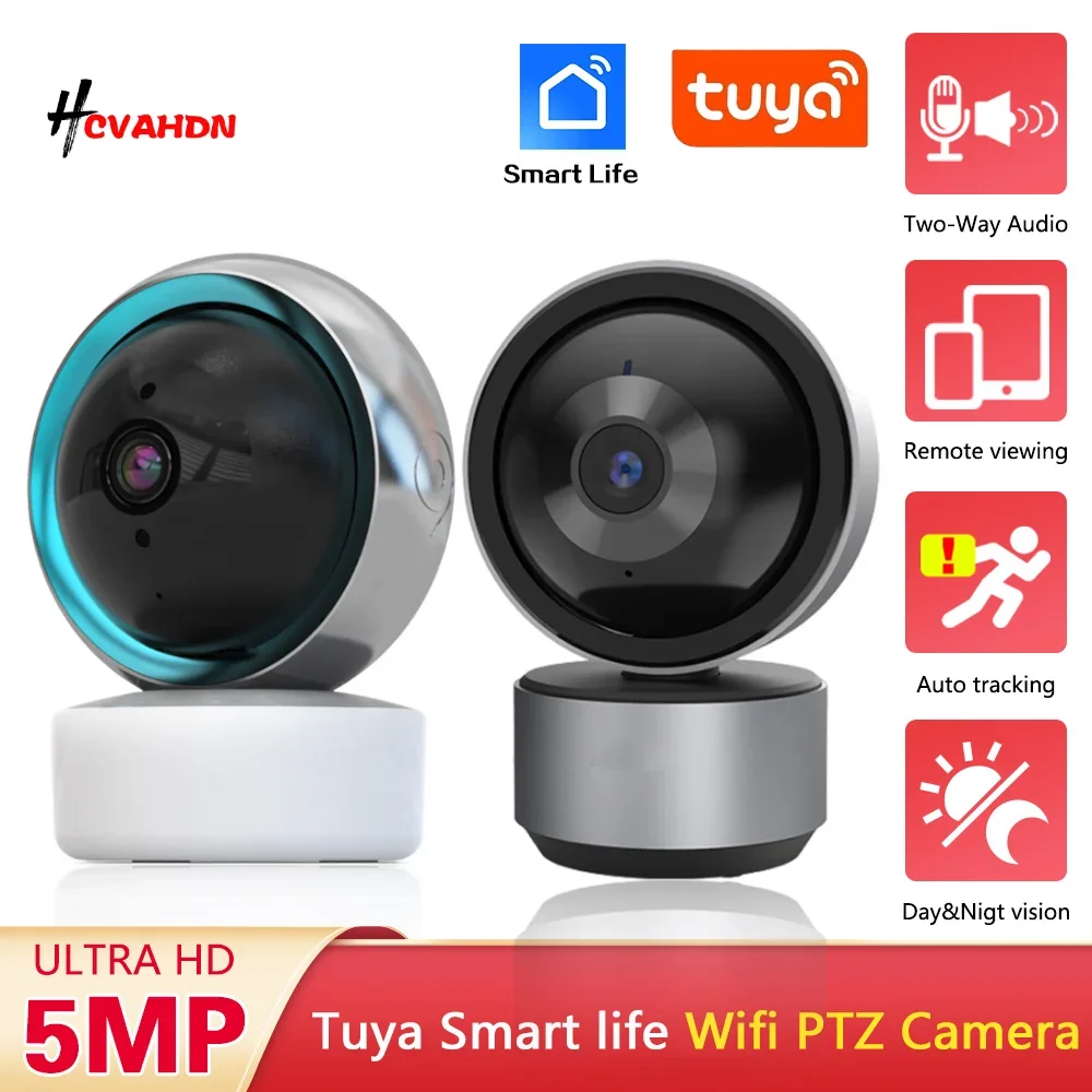 Smart Life 5MP WiFi IP Camera for Indoor Surveillance Security Baby Monitor Cam Two Way Audio Auto Human Tracking Tuya IP Cam