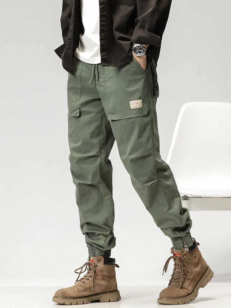 Spring Summer Multi-Pockets Cargo Pants Men Baggy Joggers Streetwear Fashion Zipper Leg Solid Cotton Work Pant Male Trousers