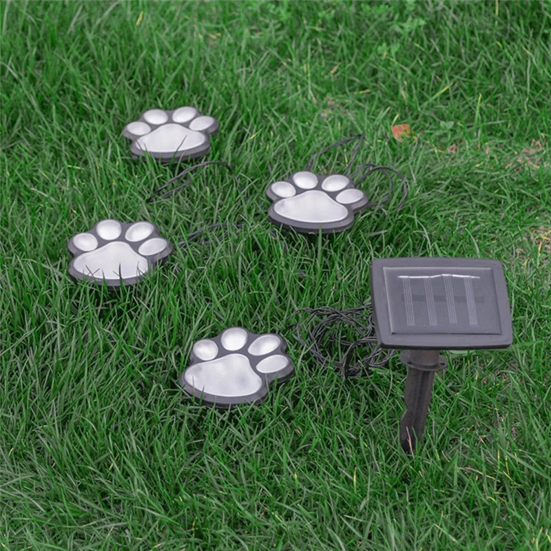 ABSS-Wireless Set Of 4 Solar Dog Print Lights Garden Statue Lantern LED Path Light Outdoor Animal Pet Lamp