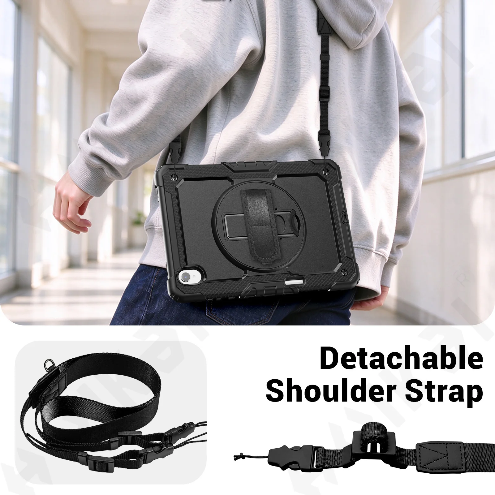 Heavy Duty Protective Case for Samsung Tab S12 Plus 12.6 inch Shockproof Cover 360 Rotatable Stand Hand Grip and Shoulder Strap