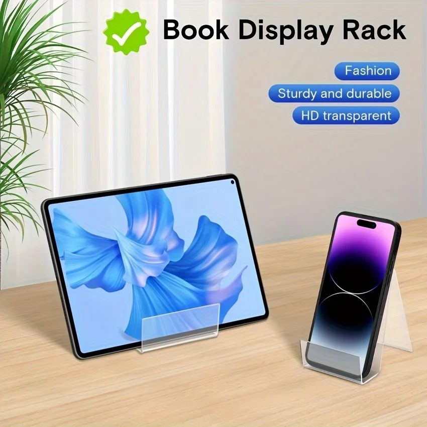10pcs Clear Heavy-Duty PMMA Bookends & Display Stands - Transparent A-Frame Shelf-like Structure, for Books, Magazines,Notebooks