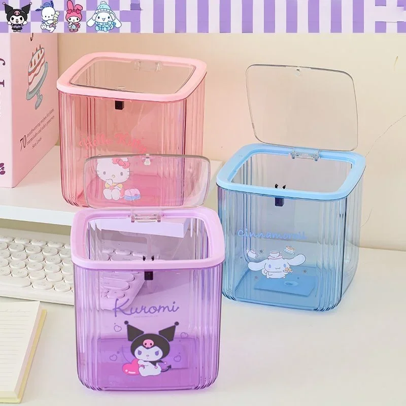 MINISO سانريو مرحبا كيتي سينامورول سطح المكتب سلة المهملات النفقات العائلية محبوب البوق الصغير Kawaii غرفة الجلوس غطاء مكتب الفرقة