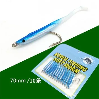 10 Teile/los Langlebige Leucht Silikon Künstliche Weiche Köder Blei Jig Kopf Fisch Aal Köder Wurm Stacheldraht Haken Angelgerät – Detail 9