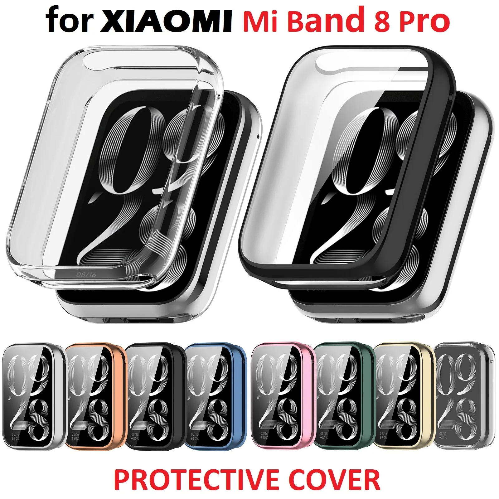 30PCS Smart Watch Protective Cover for Xiaomi Mi Band 8 Pro Soft TPU Bumper Frame Full Screen Anti-scratch Protection Case