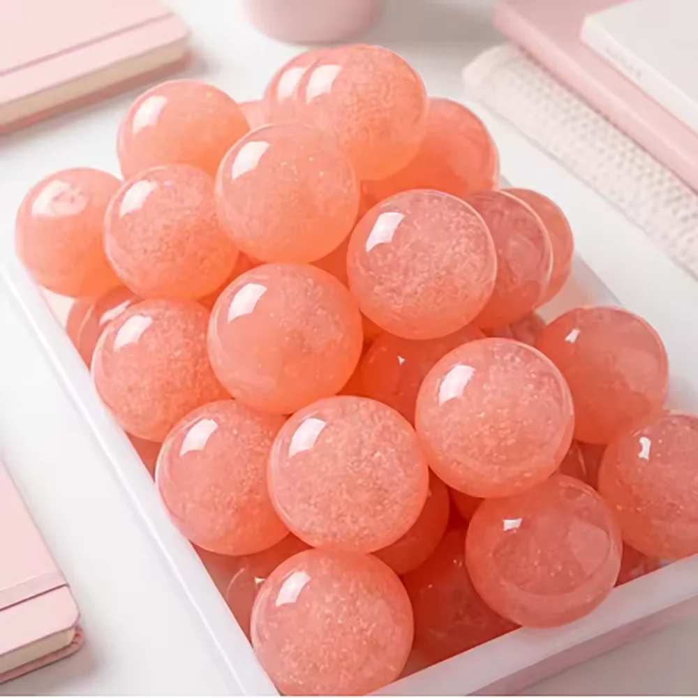 ASMR Peach Slushy Squishy Toy Translucent Pink Stress Relief Ball Jelly Mochi Squeeze Toy for Anxiety ADHD Cute Desk Fidget Gift
