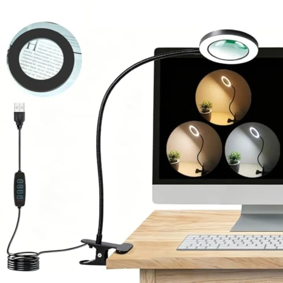 10x Desk Magnifying Glass with Adjustable Light