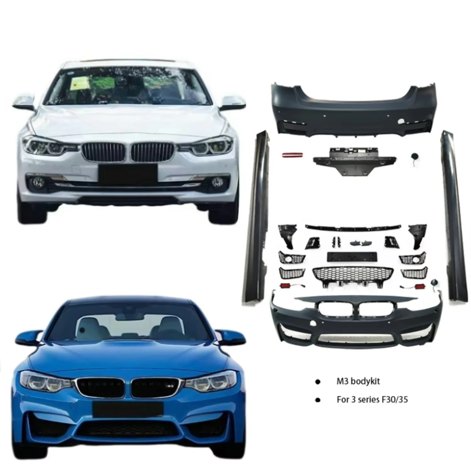 

STLF Body Kit for 3 Series F30 2012-2018 Upgrade to M3 Style Include Front Bumper and Rear Bumper with Grille and Side Skirt