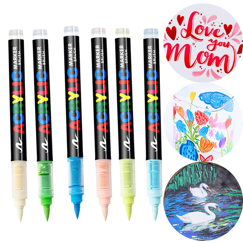 Direct Liquid Acrylic Marker Pen Paint Brush Pens Painting Stone Ceramic Glas Wood Canvas Making Drawing Graffiti Coloring Pen