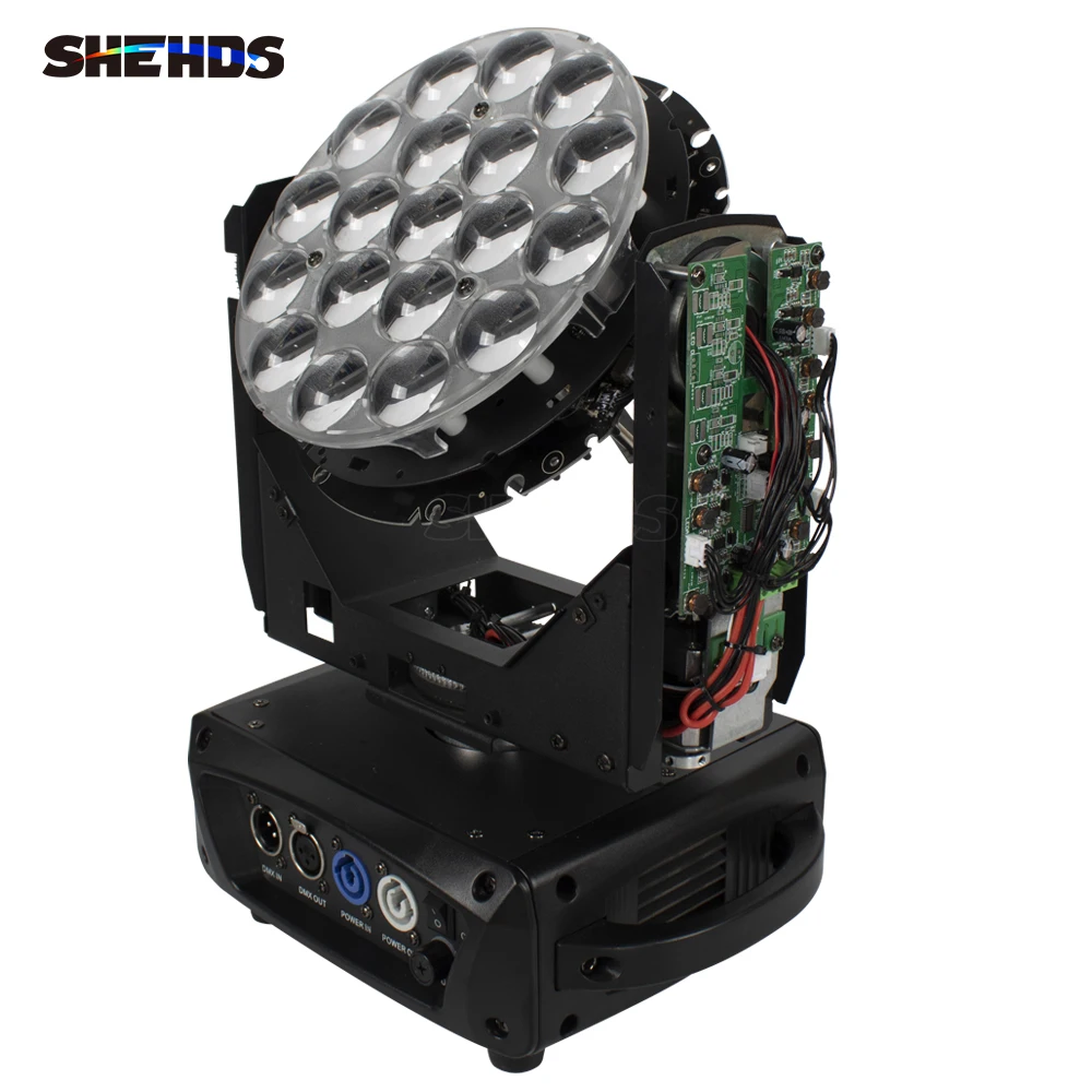 Imagem -04 - Shehds-feixe e Lavagem 19x15w Rgbw Led Zoom Moving Head Projetor para dj Disco Party Stage Ball