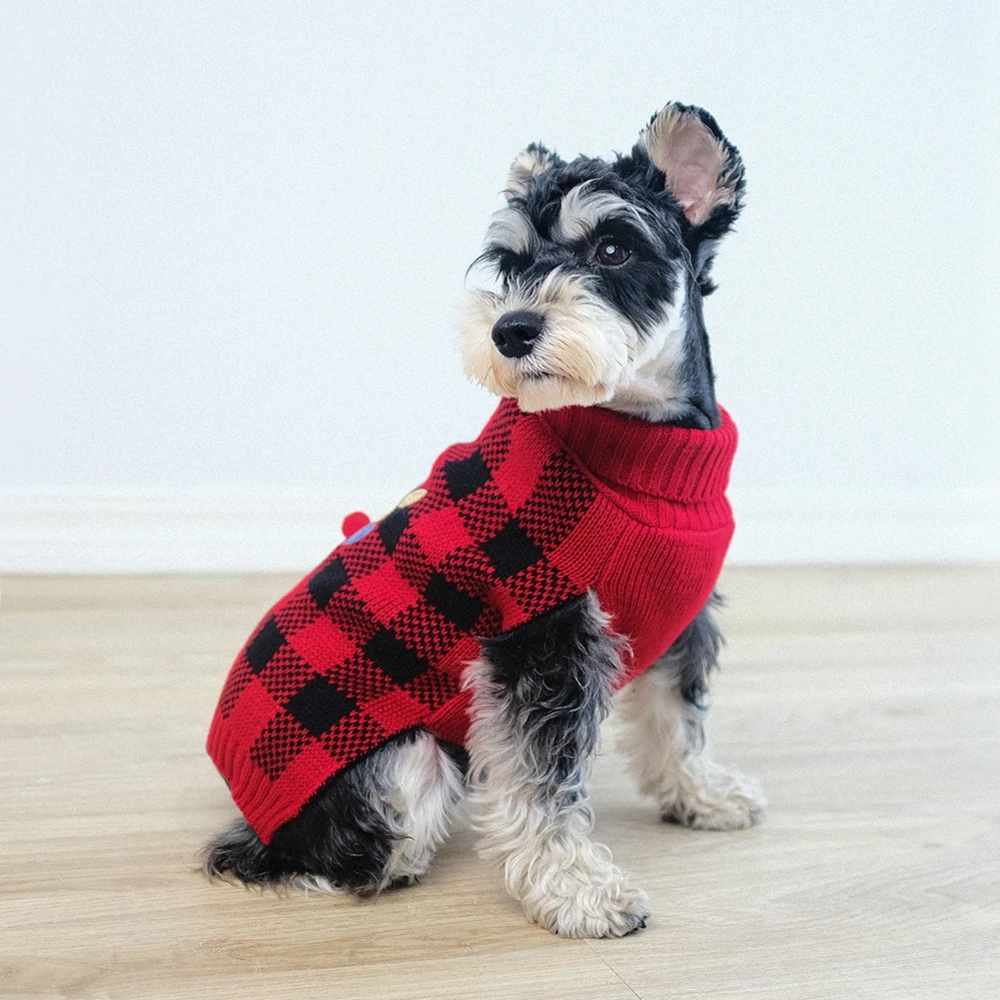 Dog Clothes Plaid Coat Pet Hoodie Pocket Sweaters Small Large Dogs Clothes Golden Retriever French Bulldog Pet Christmas Clothin