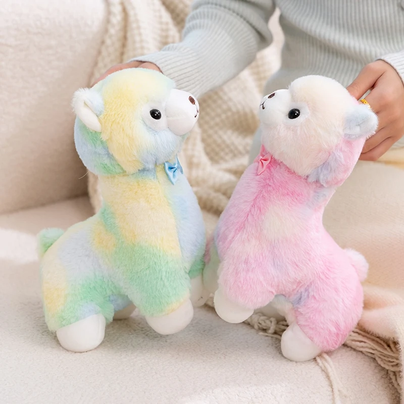 Juguete de peluche de Alpaca colorido de 3 estilos, mascota de postura de pie, muñeco de peluche de oveja, muñeco de compañía para dormir de Alpaca bonito para chico