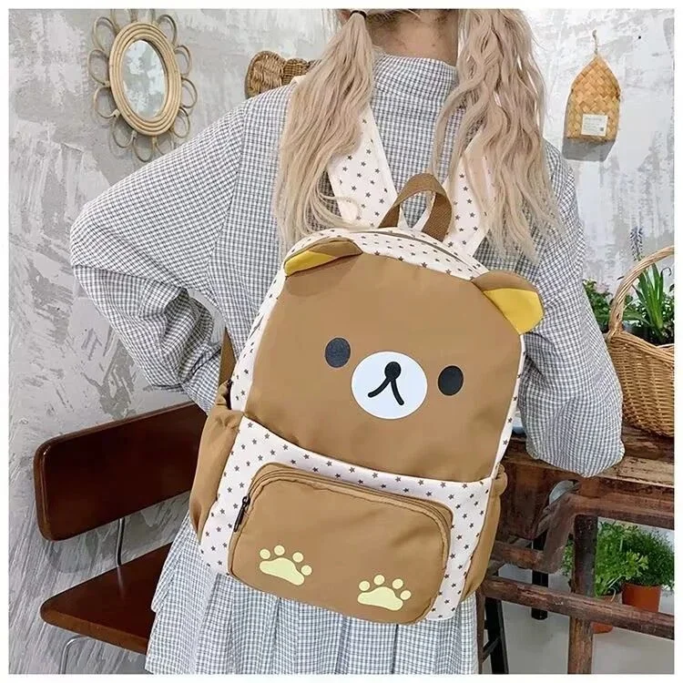 

Kawaii Rilakkumas большой вместительный рюкзак японский мультфильм аниме студенческая школьная сумка для отдыха дорожная сумка водонепроницаемый нейлоновый рюкзак